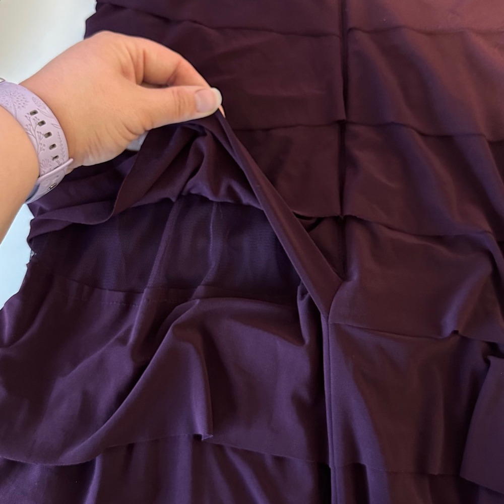 Alex Evenings Tiered Ruffle Evening Maxi Dress Size 8 Purple Bridesmaid Formal - Picture 9 of 12